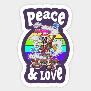 Peace And Love Cartoon Retro Skeleton Sticker